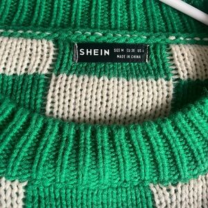 chunky knit checkered sweater